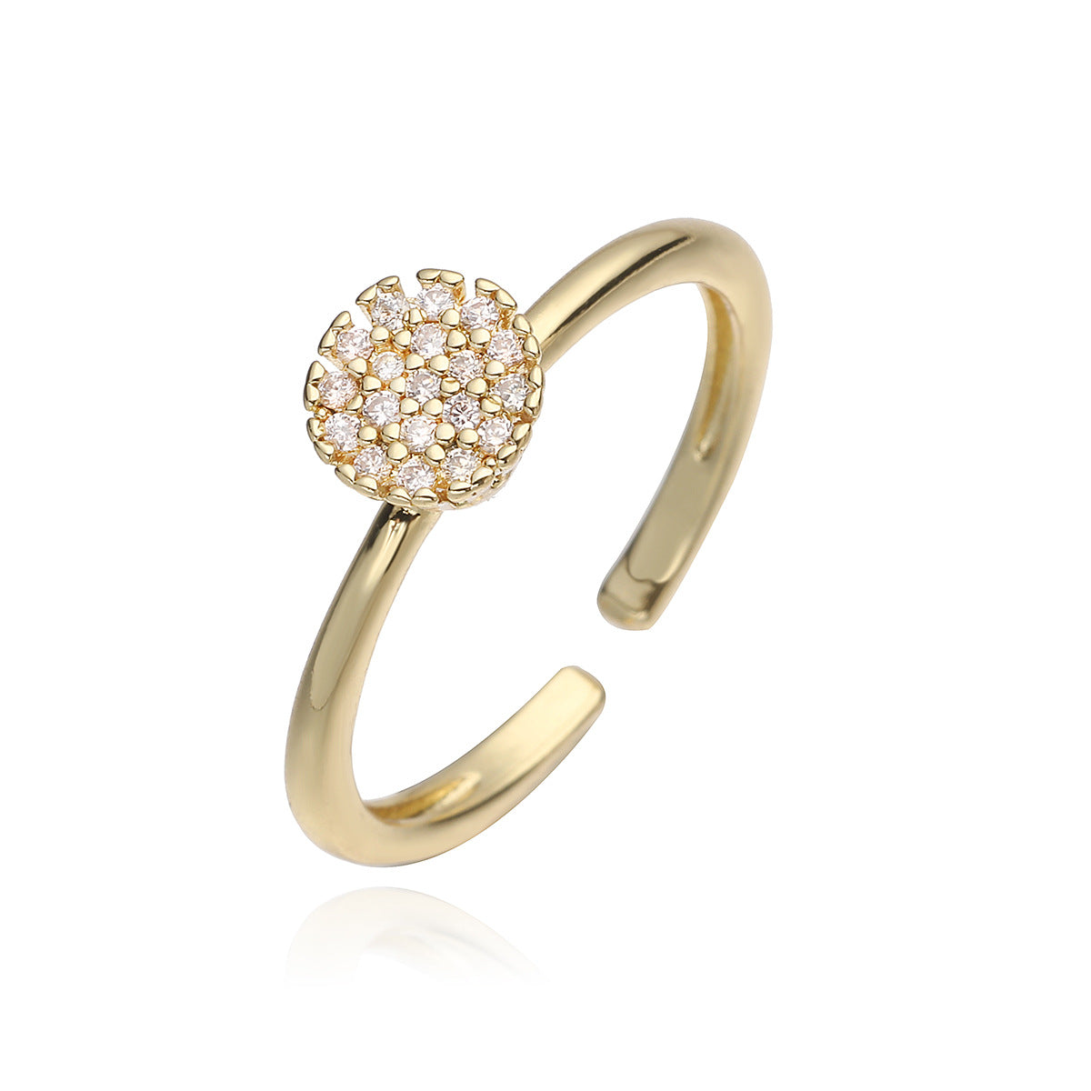 Minimalist 18K Gold Plated Brass Geometric Ring with Cubic Zirconia for Women