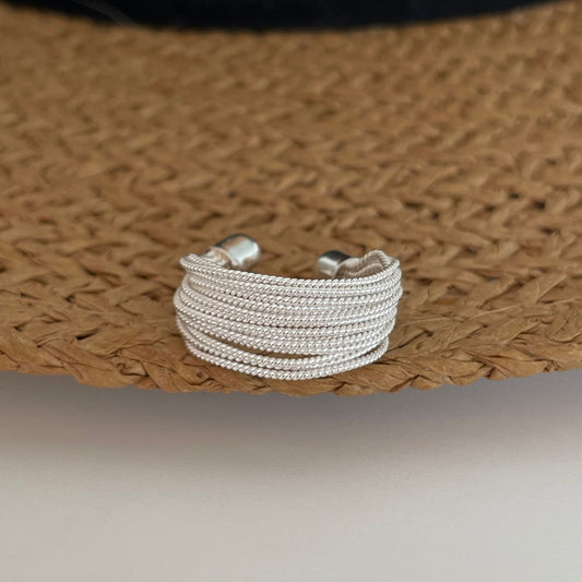 Anillo Abierto Geométrico Minimalista para Mujer en Plata de Ley 925 con Baño de Oro