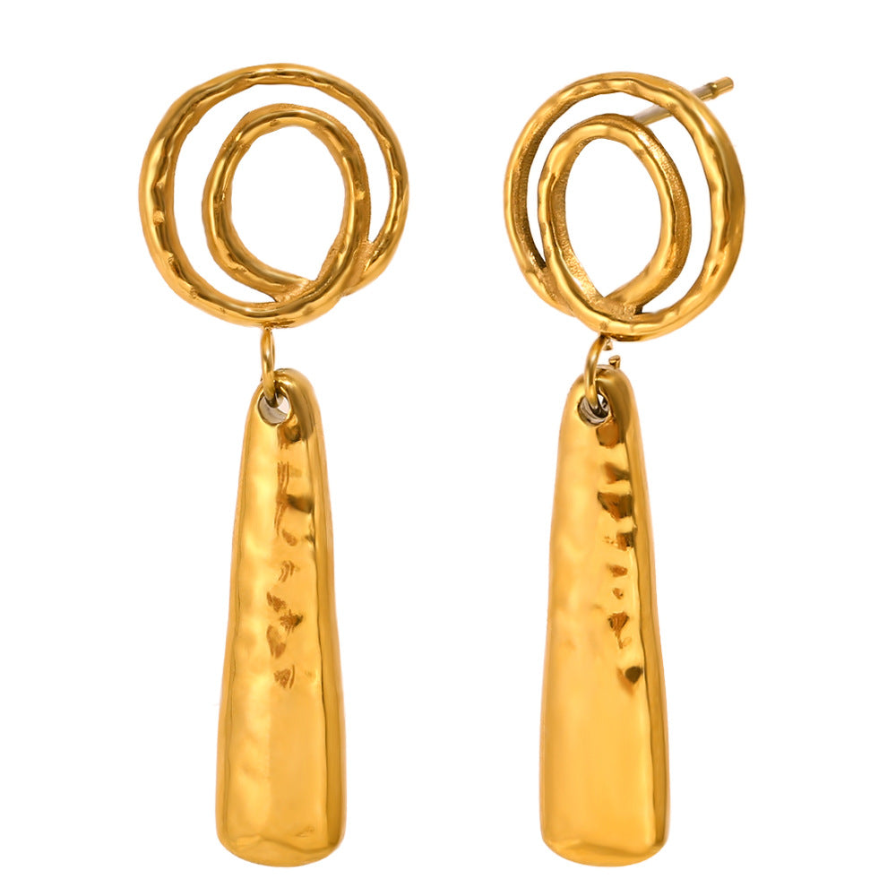 Fashionable Vintage Geometric Stainless Steel 18K Gold Plated Spiral Bar Earrings for Women