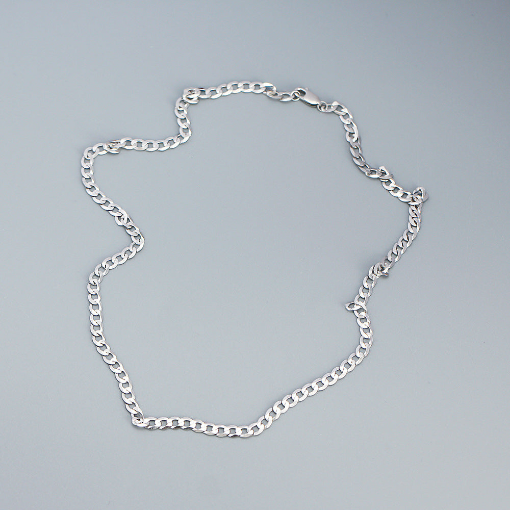 Collar minimalista unisex de plata de ley 925 con cadena cubana geométrica bañada para uso diario