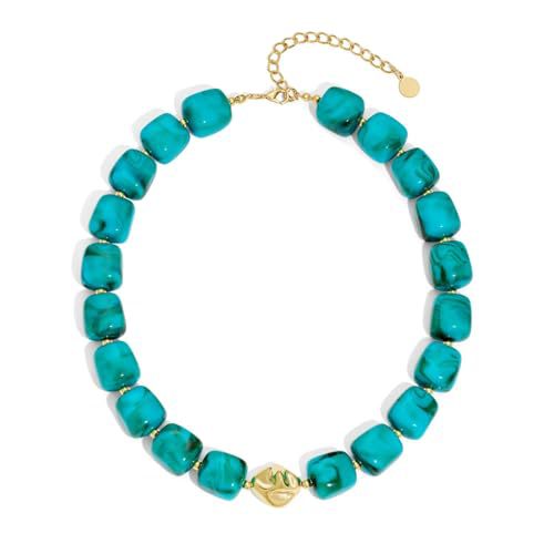 Casual Square Resin Polished Pendant Necklace for Women