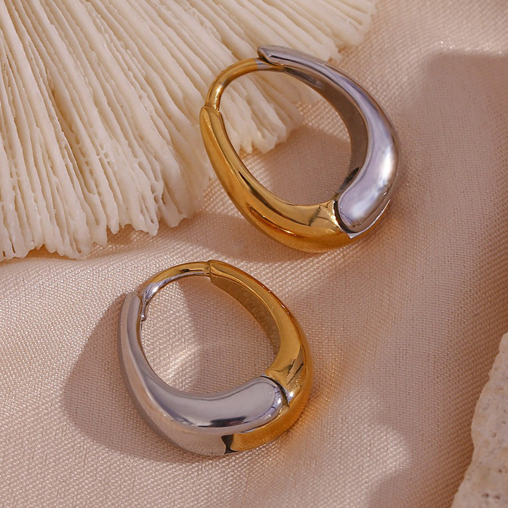 Minimalist Geometric Stainless Steel 18K Gold Plated Mini Pear-Shaped Ear Studs for Women