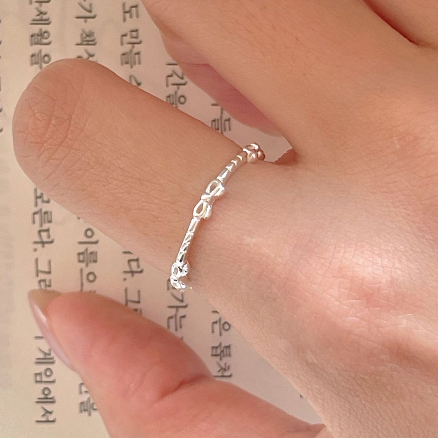 Minimalist Sweet 925 Sterling Silver Bow Ring for Women
