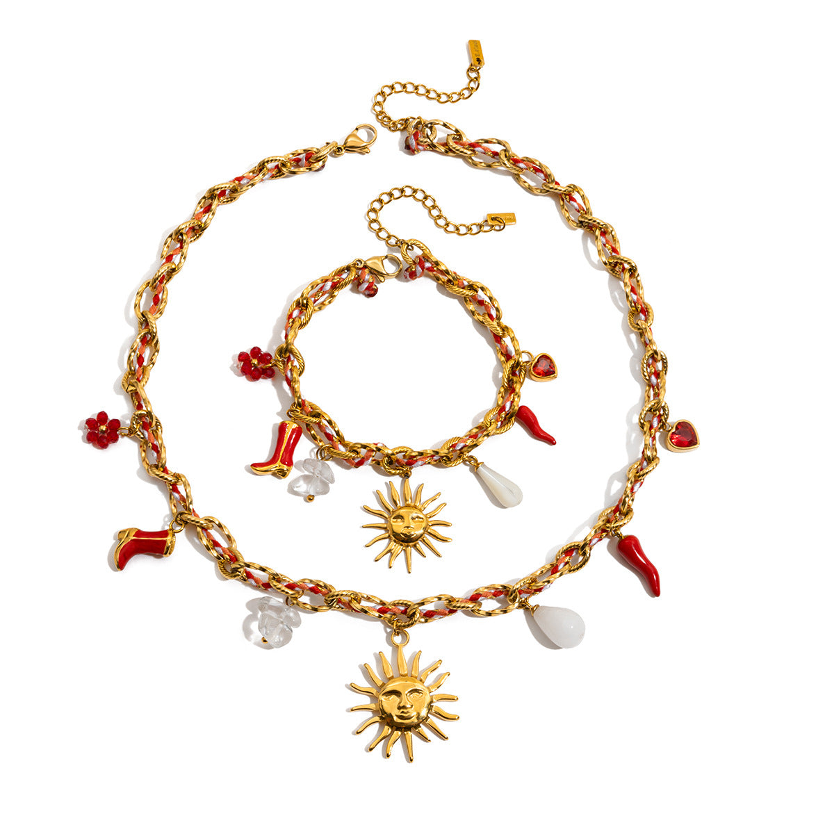 Collana con ciondolo in acciaio al titanio alla moda a tema frutta con catena in acciaio inossidabile placcato per donna