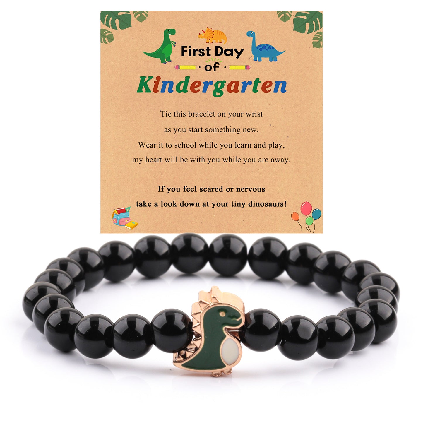 Minimalist Hand-woven Stainless Steel Bracelet with Green Aventurine Obsidian Green Tiger Eye Dinosaur Charm Unisex