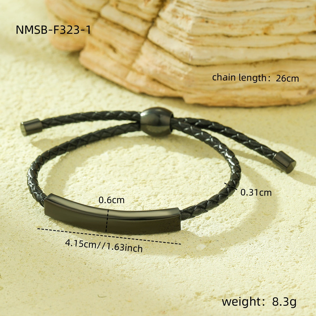 Vintage Style Adjustable Braided Wax Cord Stainless Steel Bracelet for Women with Plated Finish