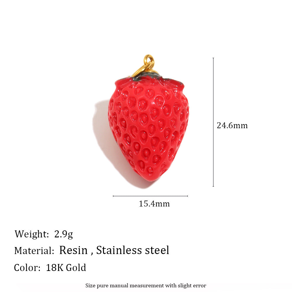 Elegant 18K Gold Plated Stainless Steel Butterfly Flower Fruit Cubic Zirconia Charm Bar Pendant