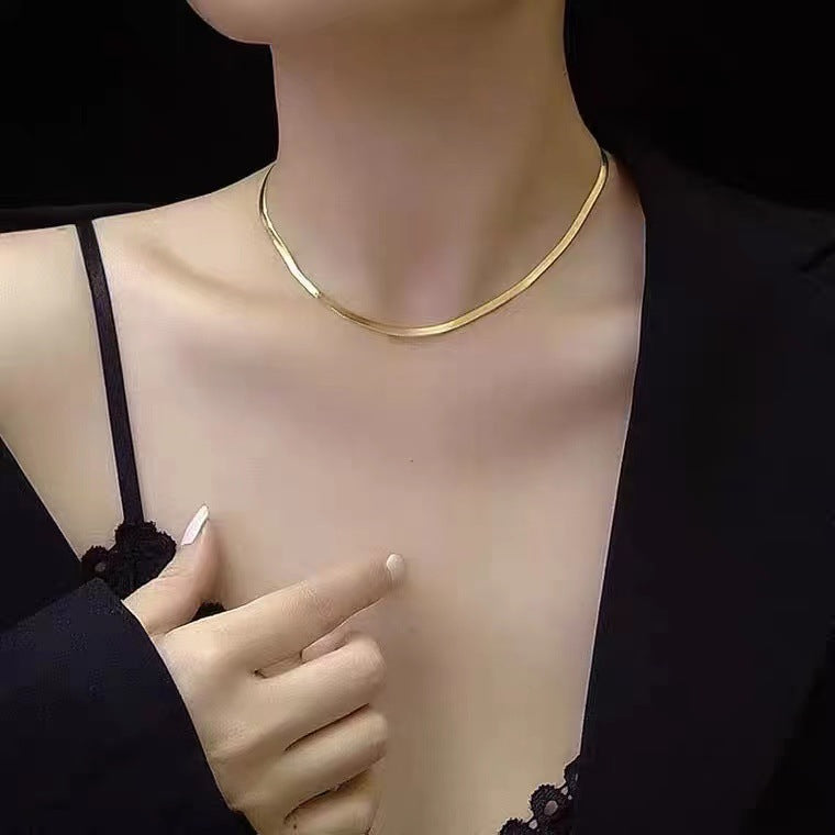 Minimalist U-Shaped Titanium Steel Plated Snake Chain Necklace for Women