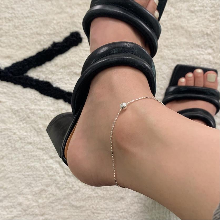 Minimalist Star-Shaped S925 Sterling Silver Anklet with Polished Beads and Electroplated Finish