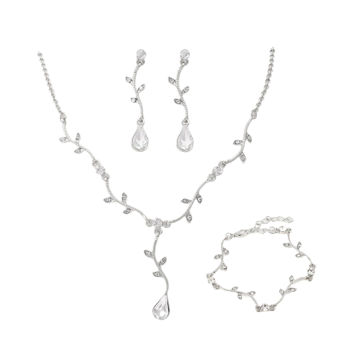 Minimalist Luxury Drop-Shaped Necklace Set with Alloy Chain and Rhinestone Pendant for Women