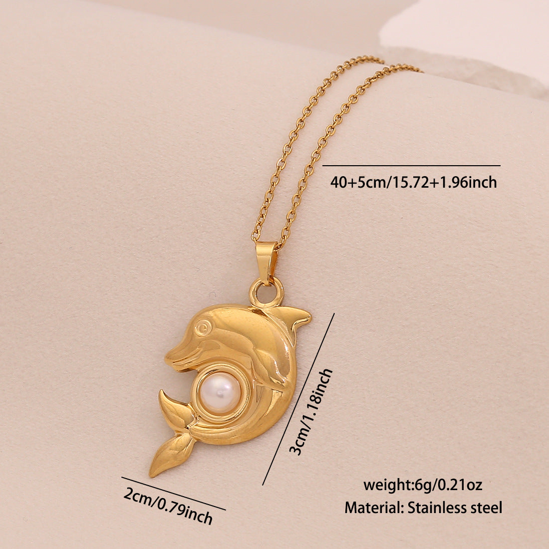 Playful Ocean Animal Pendant Necklace in Stainless Steel with Plating Finish, Turtle Seahorse Dolphin Shell Design on O-Chain for Women