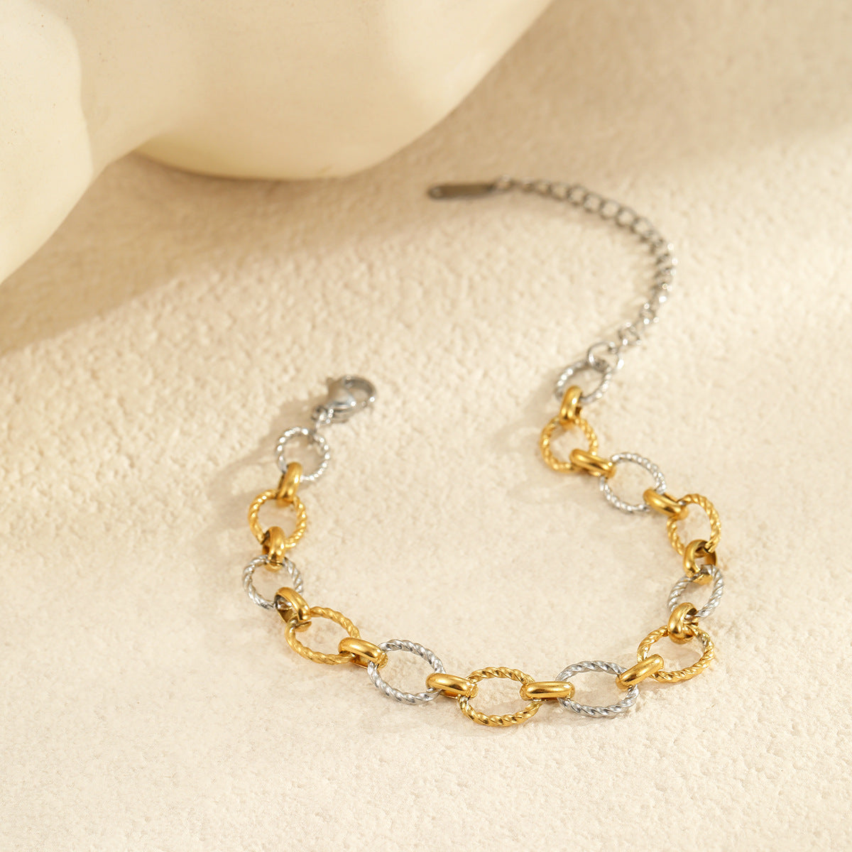 Fashionable Geometric Stainless Steel Plated 18K Gold Bracelet Necklace for Women