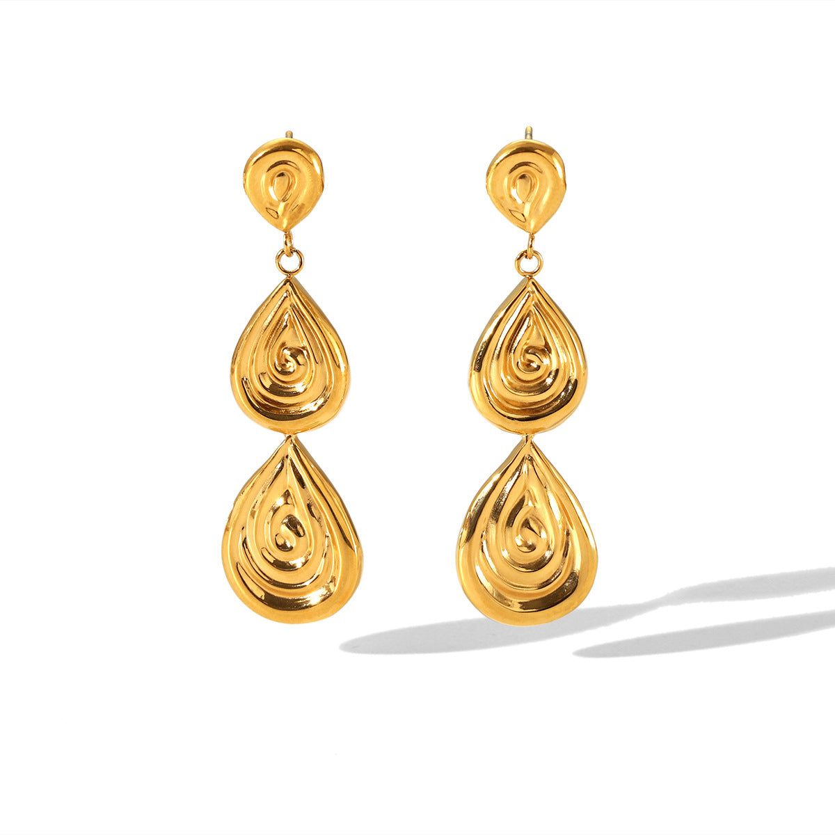 Orecchini da donna in acciaio inossidabile placcati oro 18 carati a goccia geometrica stile Instagram