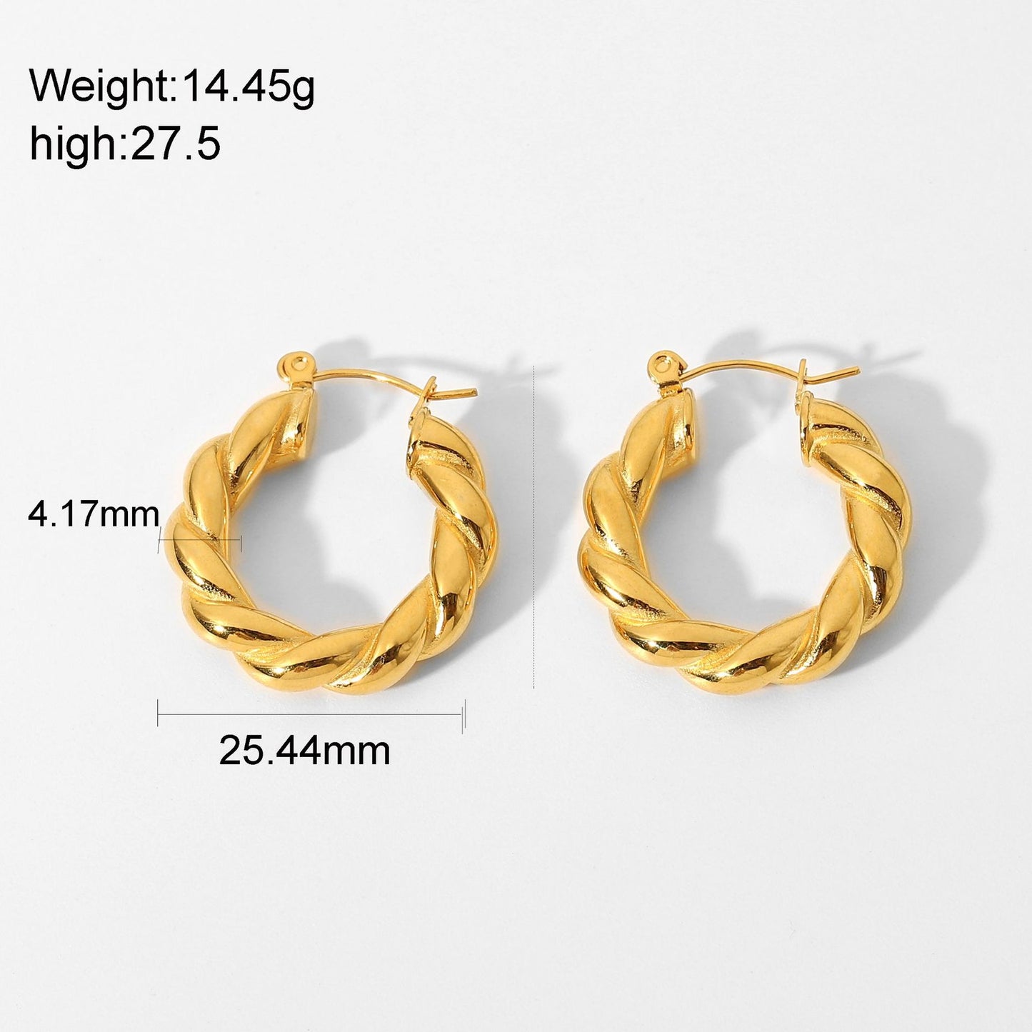 Minimalist Geometric Twisted Croissant-Shaped Gold-Plated Stainless Steel Stud Earrings for Women