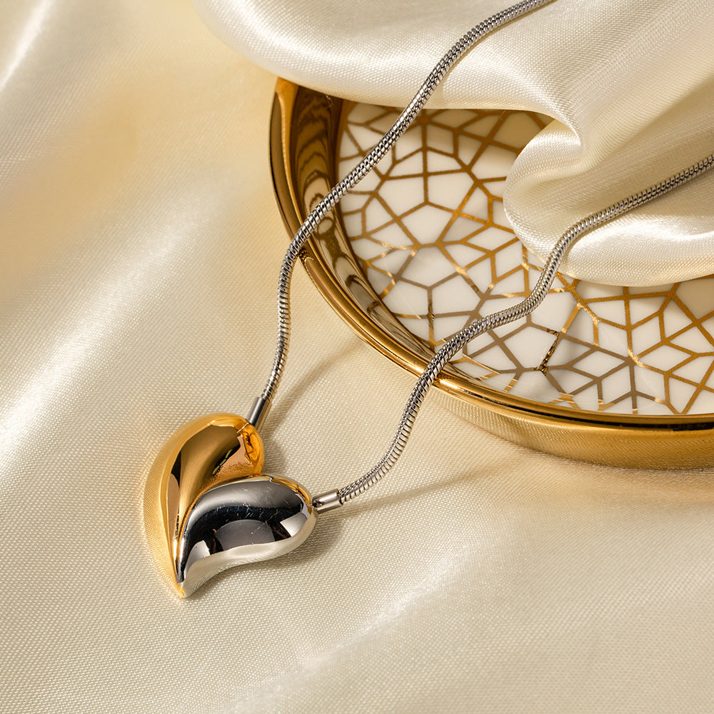 Minimalist Heart-Shaped Stainless Steel Earrings with 18K Gold Plating for Women