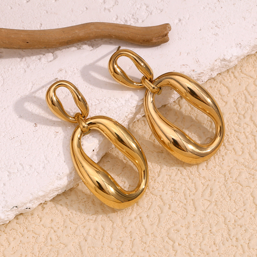 Orecchini da donna minimalisti geometrici in acciaio inossidabile con placcatura in oro 18K