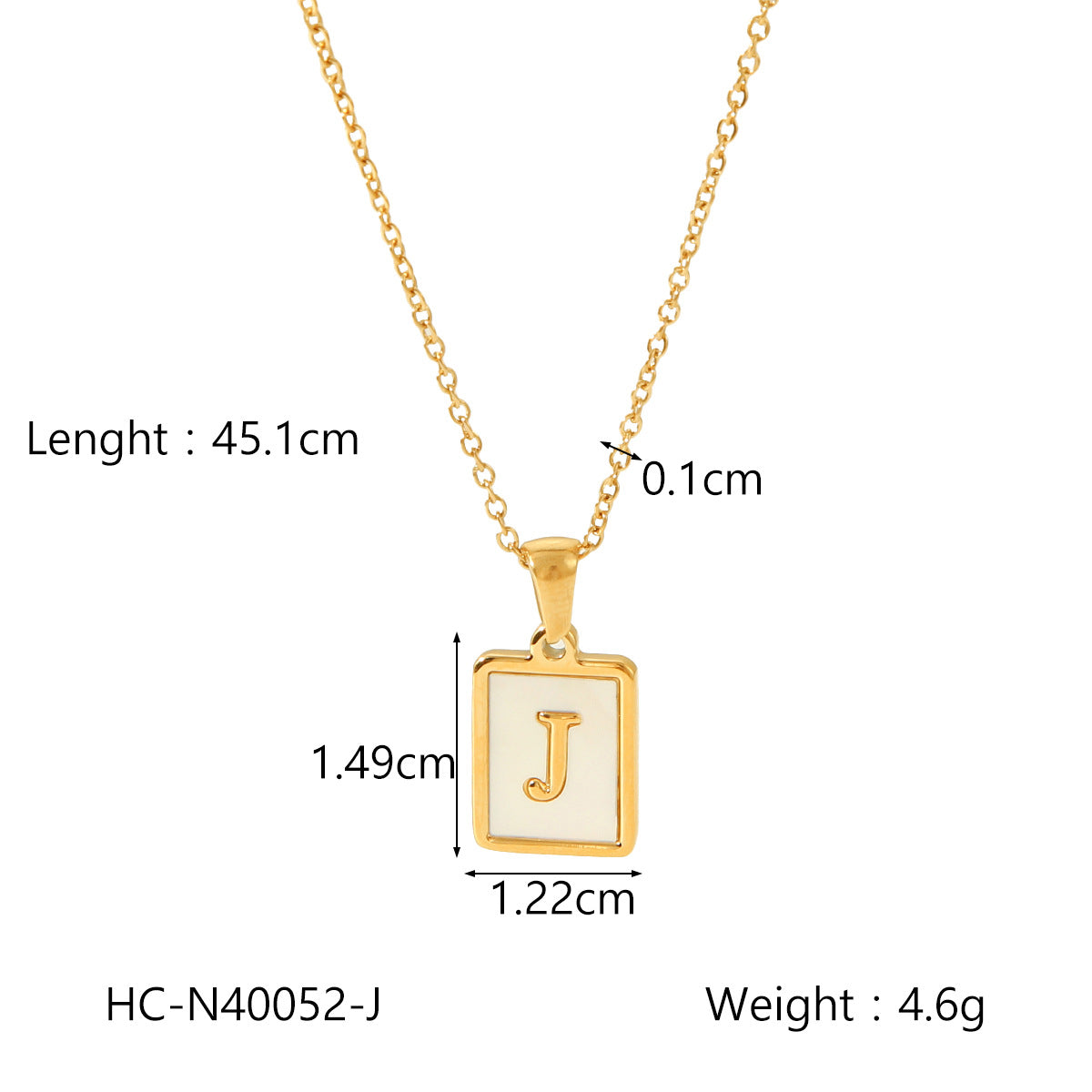 Minimalist Letter Pendant Necklace in Titanium Steel with 18K Gold Plating on Stainless Steel Chain for Women