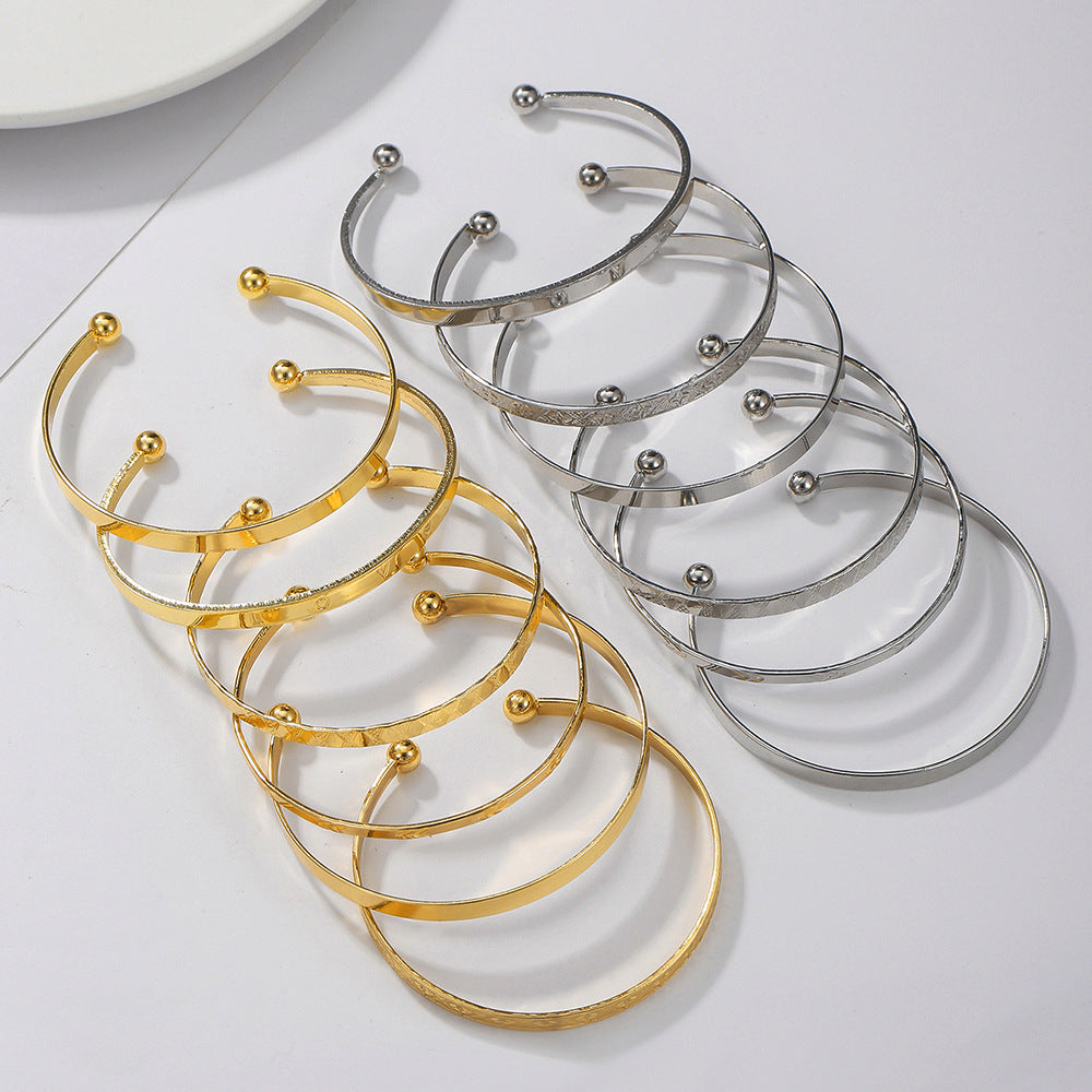 Bohemian LOVE Letter Geometric Plated Iron Cuff Bracelet Set