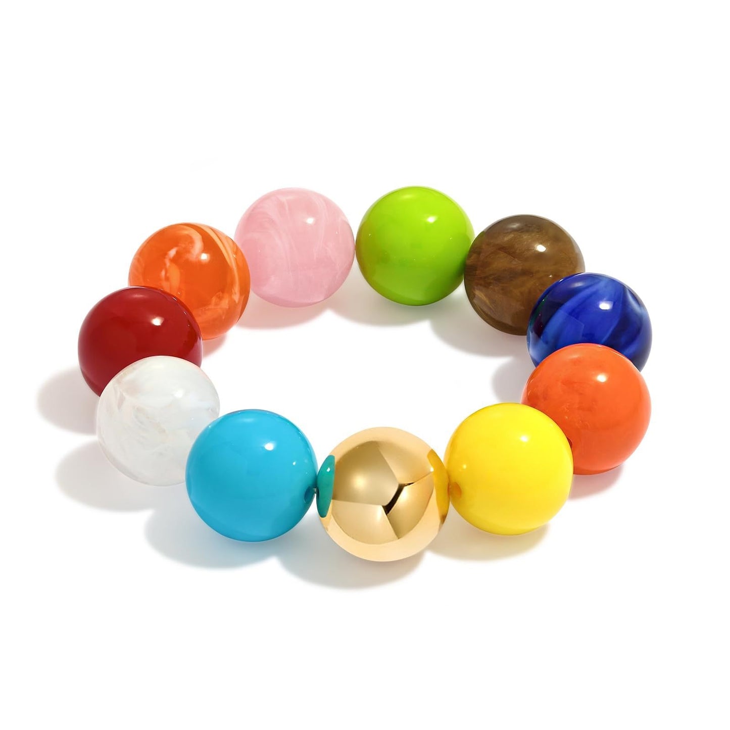 Bohemian Geometric Round Acrylic Beaded Bracelet for Women