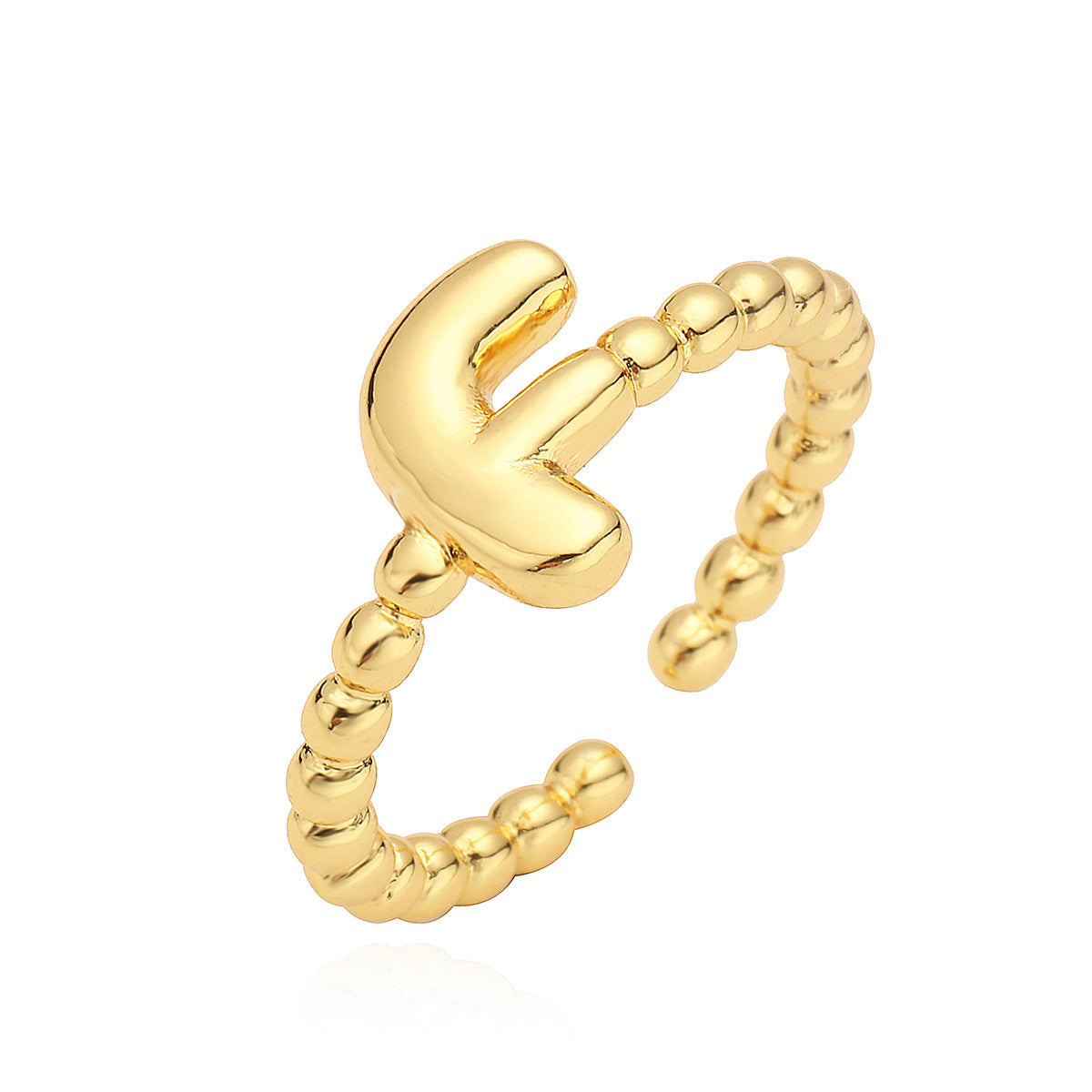 Minimalist 18K Gold Plated Brass Letter Ring for Women