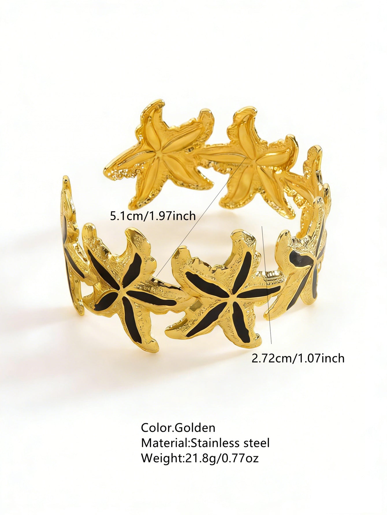 Elegante Pulsera Abierta de Lujo Floral con Esmalte de Aceite de Acero Inoxidable y Titanio con Cereza