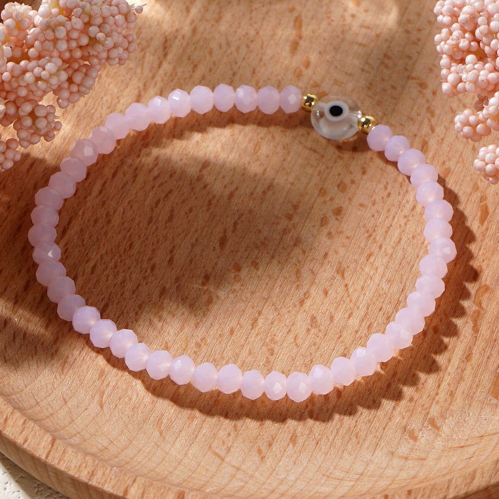 Geometric Evil Eye Crystal Beaded Bracelet for Women