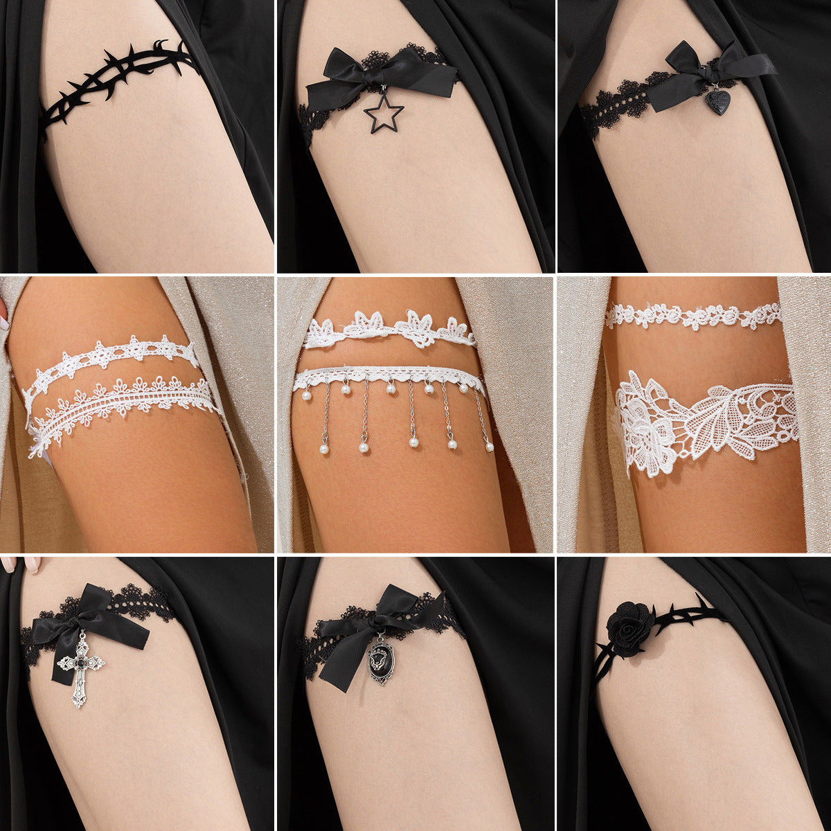 Geometric Alloy Lace Elastic Leg Chain for Women