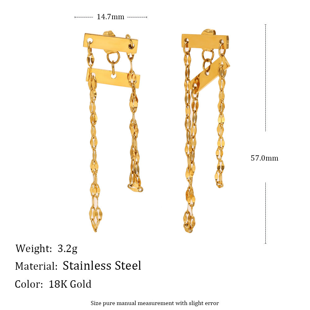 Orecchini minimalisti in acciaio inossidabile a forma di labbra con placcatura in oro 18K e nappe pendenti da donna