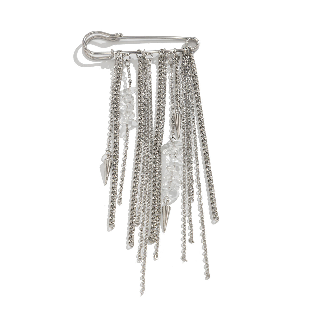 Broche perlado con nudo de lazo estilo Ins y forma de corazón con borla y cadena para mujer