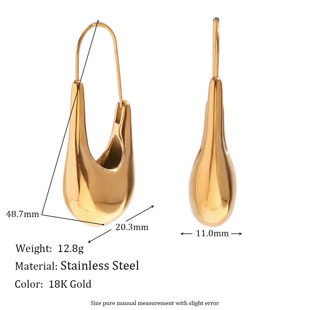 Minimalist Geometric Stainless Steel Ear Cuff with 18K Gold Plating for Women