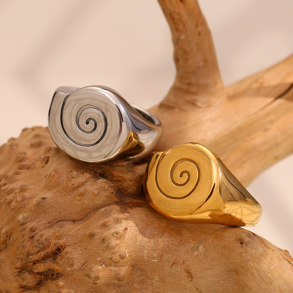 Minimalist Geometric Stainless Steel Ring with 18K Gold Plating for Women