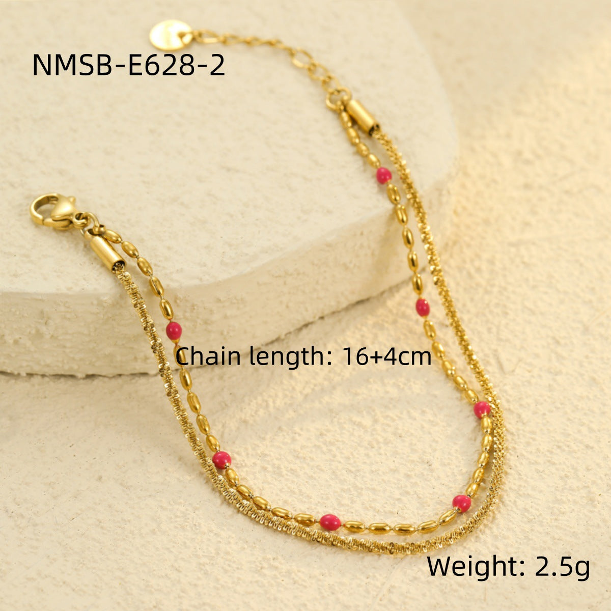 Bracciale da donna stile OL alla moda con perline, base in acciaio inossidabile, finitura placcata oro 18 carati, perline Miyu colorate, costruzione in acciaio al titanio