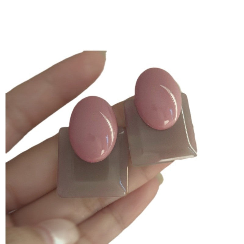 Orecchini a perno geometrici ovali retrò in lega per donna con finitura placcata, gioielli per orecchie eleganti e minimalisti