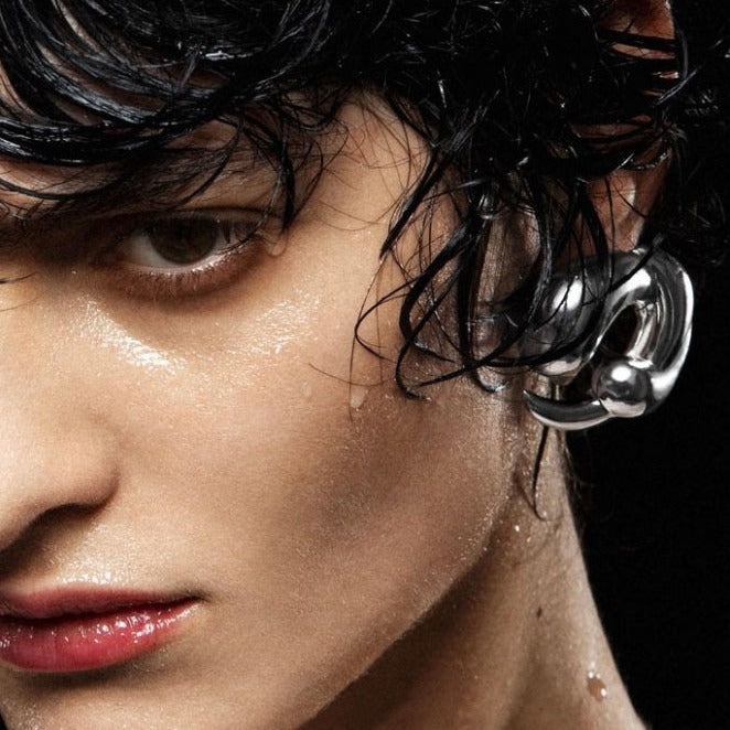 Orecchini a cerchio da donna alla moda in acciaio inossidabile placcato oro 18 carati con design geometrico
