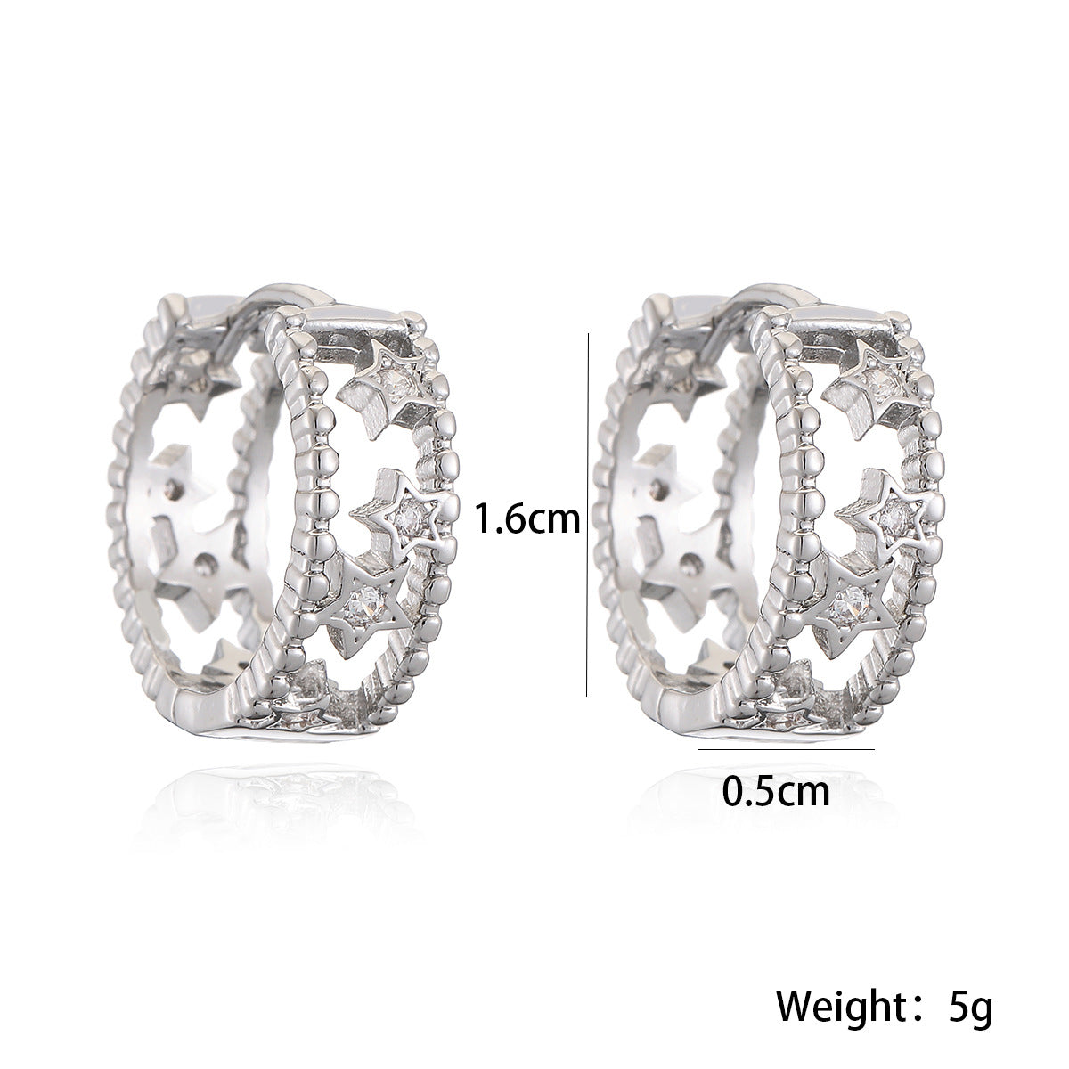 Orecchini a stella geometrici minimalisti per donne in rame con placcatura in oro 18K e intarsio di zirconi