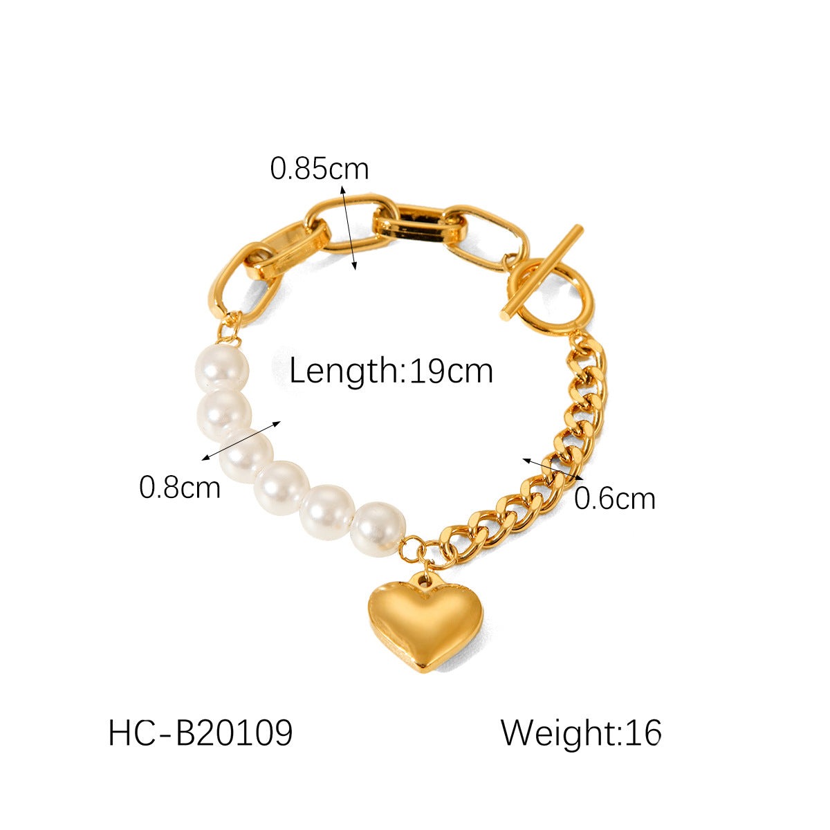 Ins Style Heart Shaped Stainless Steel Bracelet with Titanium Steel Accents and Plated Finish for Women