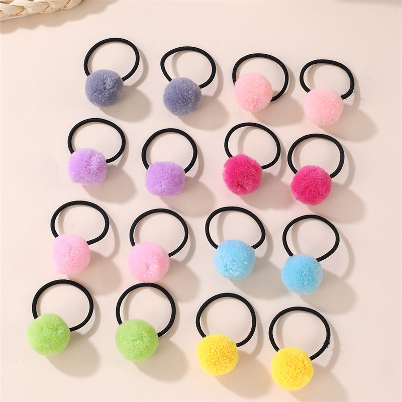 Elastico per capelli con personaggio dei cartoni animati, pon-pon in peluche e colori pastello macaron per bambini