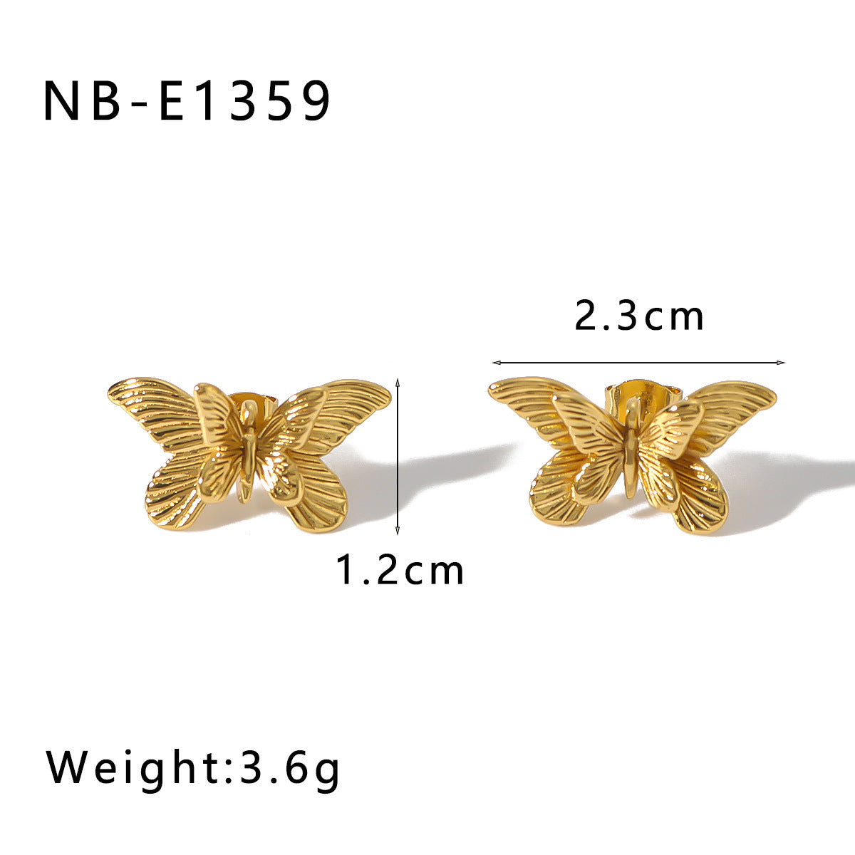 Vintage Style Butterfly-Shaped Stainless Steel Bracelet and Earrings Set with 18K Gold Plating Minimalist Luxury Jewelry