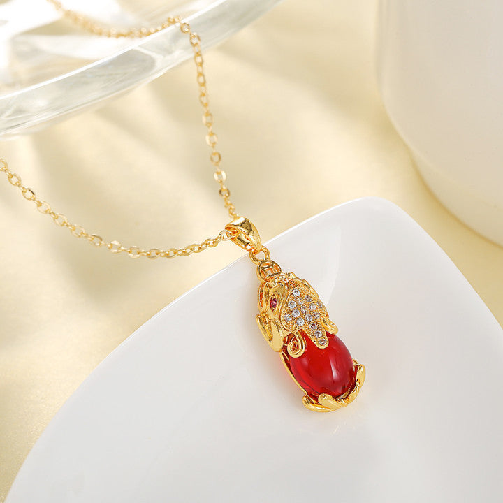 Collana Originale da Donna con Catena a Serpente in Acciaio al Titanio Geometrico e Intarsi in Strass
