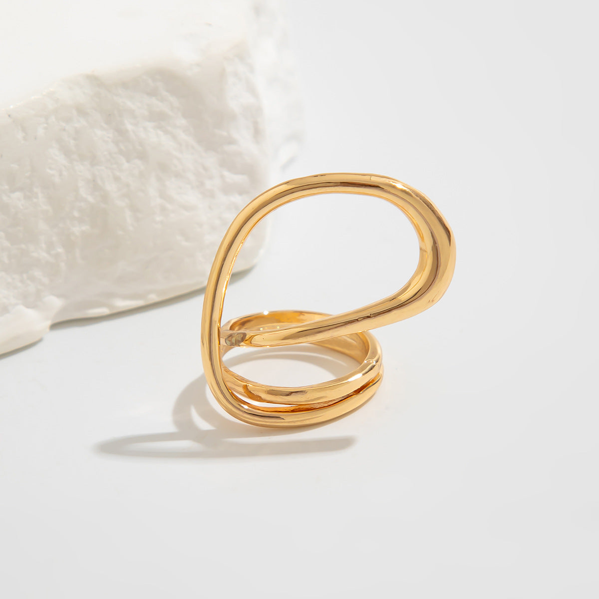 Minimalist Geometric Zinc Alloy Plated Openwork Cuff Bracelet Set
