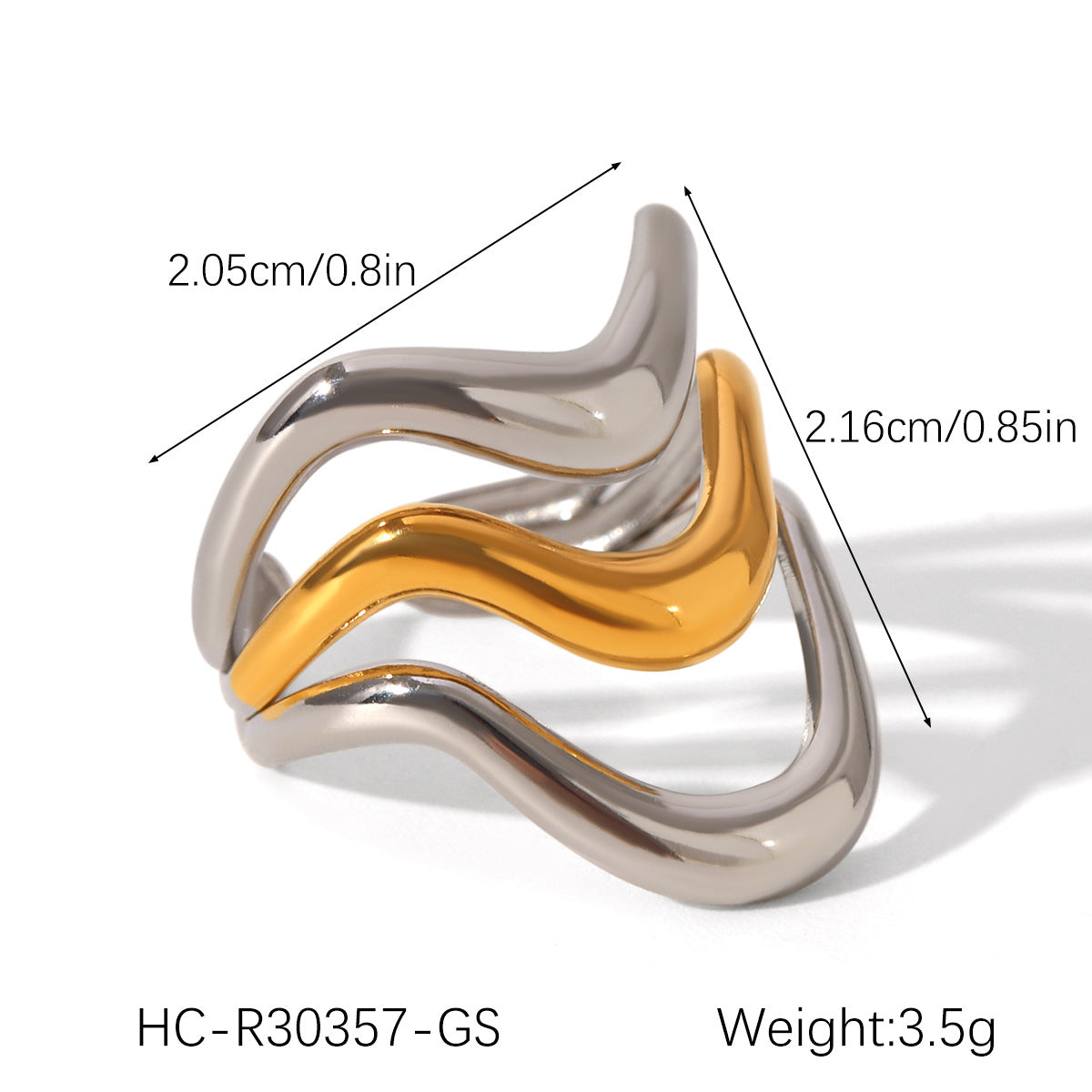 Minimalist Geometric Stainless Steel Ring with 18K Gold Plating for Women Titanium Steel Fade-Resistant Fashion Ring