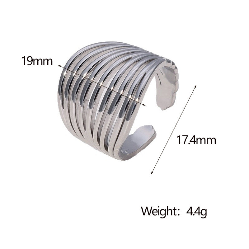 Minimalist Geometric Stainless Steel Open Ring with Gold Plating for Women
