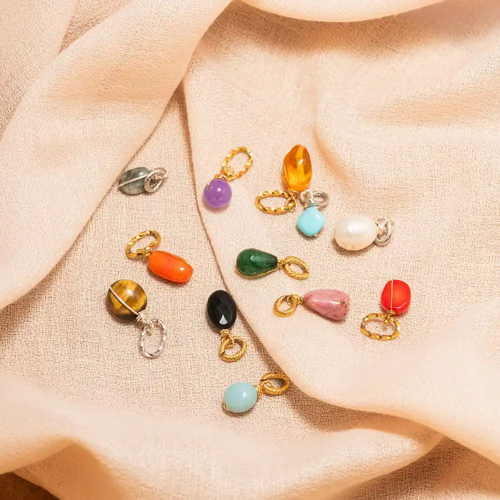 Vintage 18K Gold Plated Stainless Steel Round Pendant with December Birthstone DIY Charm Bar PVD Necklace