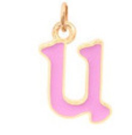 Minimalist Letter Shape Stainless Steel Necklace with Enamel Finish and 18K Gold Plating