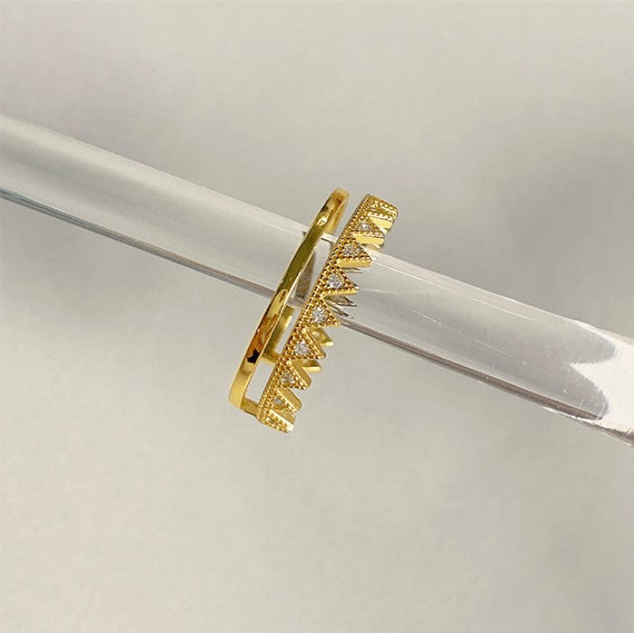 Anillo floral geométrico con circonita cúbica, de plata de ley 925