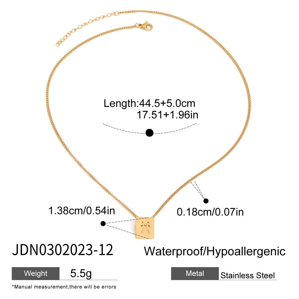 Minimalist Elegant Geometric Square Stainless Steel Plated Necklace for Women