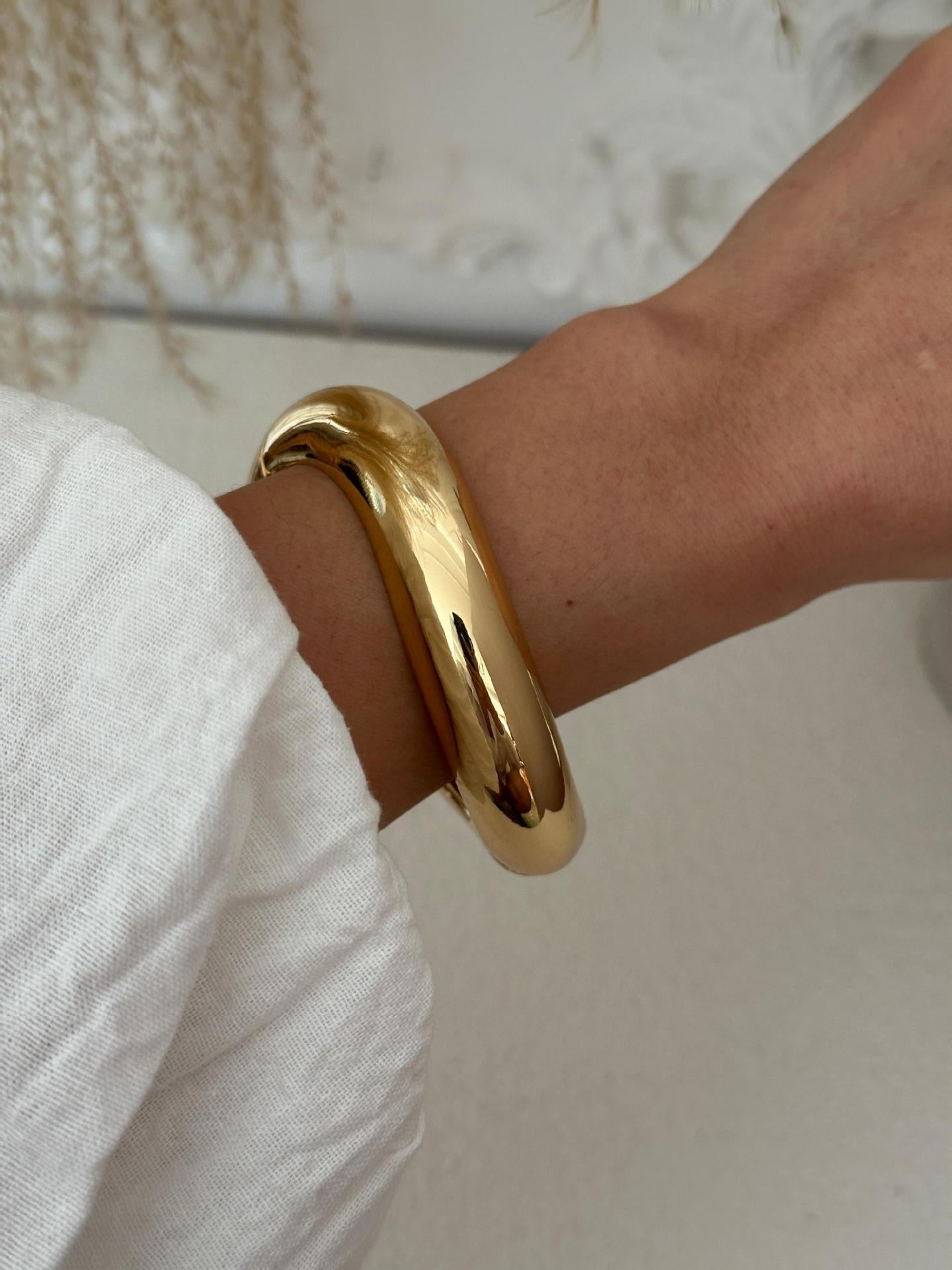 Punk Minimalist Round Geometric Plated Alloy Cuff Bracelet