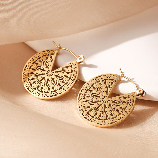 Bohemian Style Geometric Titanium Steel Earrings for Women with Plated Finish and Irregular Design