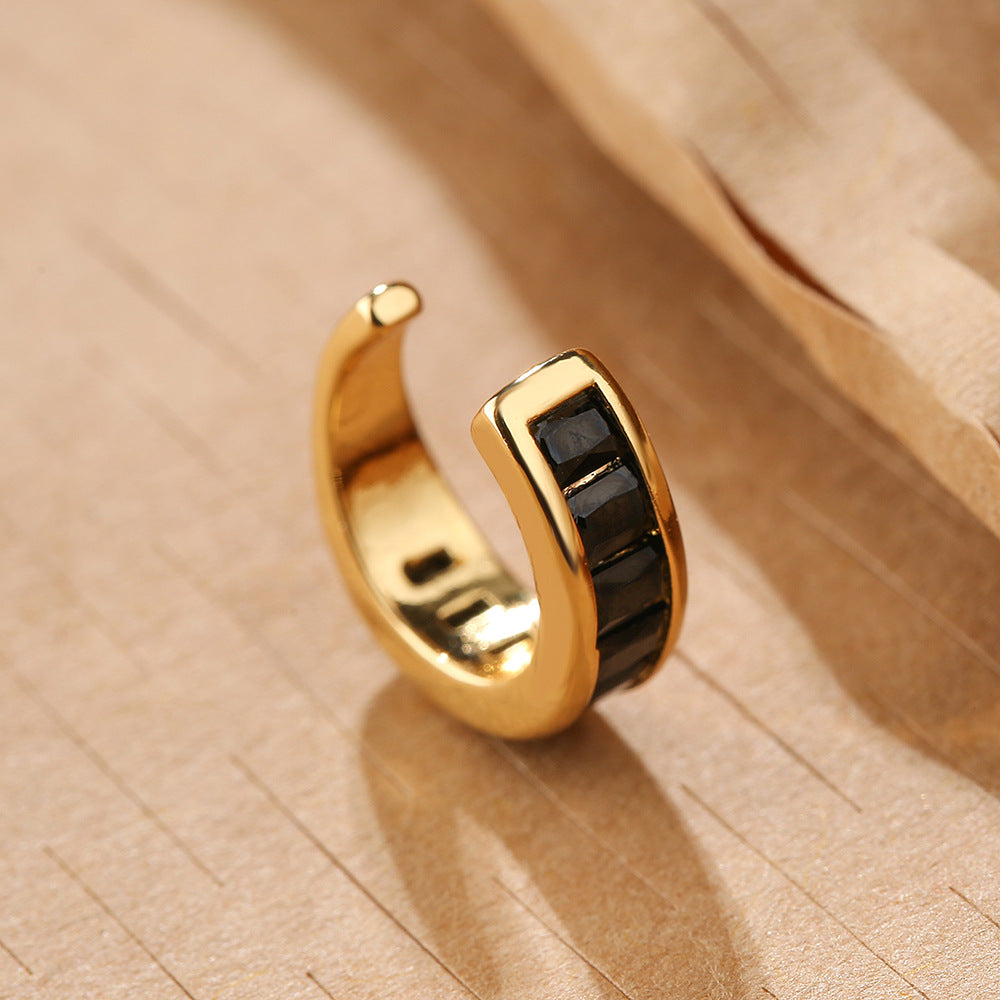 Minimalist U-Shaped Copper Earrings with 18K Gold Plating and Micro-Paved Zirconia for Women