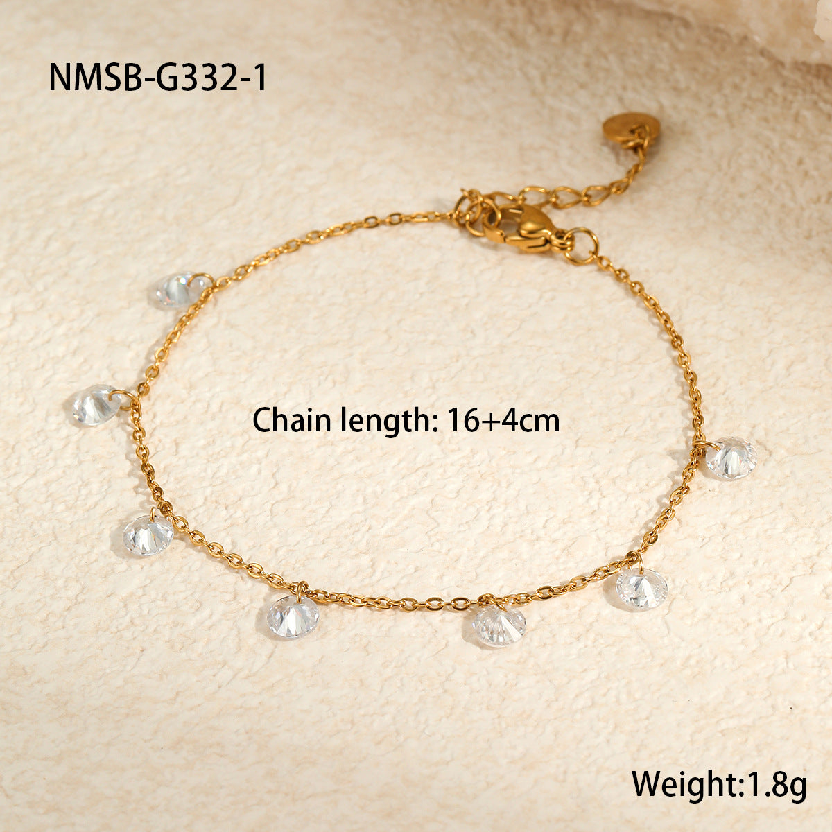 Bracciale geometrico alla moda in acciaio al titanio con intarsi colorati di zirconi placcati per donne, gioielli ipoallergenici di lusso impilabili